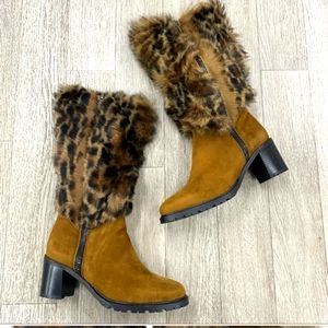 Ross & Snow All Weather Suede Printed Fur Boots
